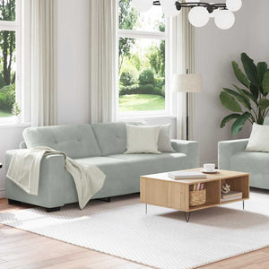 vidaXL 2-Piece Sofa Set with Cushions, Light Grey Velvet