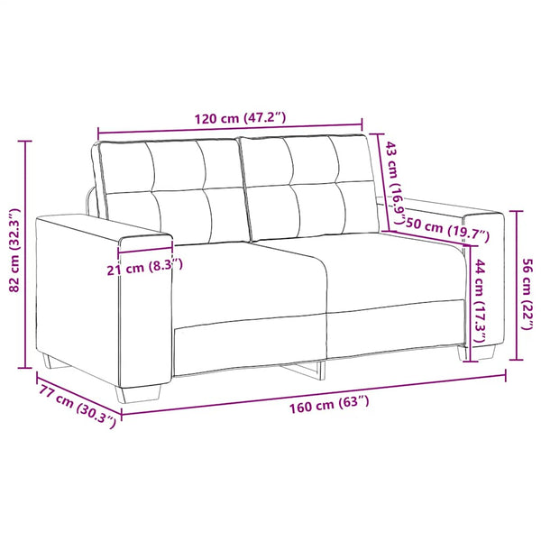 vidaXL 2-Piece Sofa Set with Cushions, Light Grey Velvet