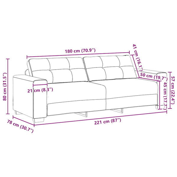 vidaXL 2-Piece Sofa Set with Cushions, Light Grey Velvet