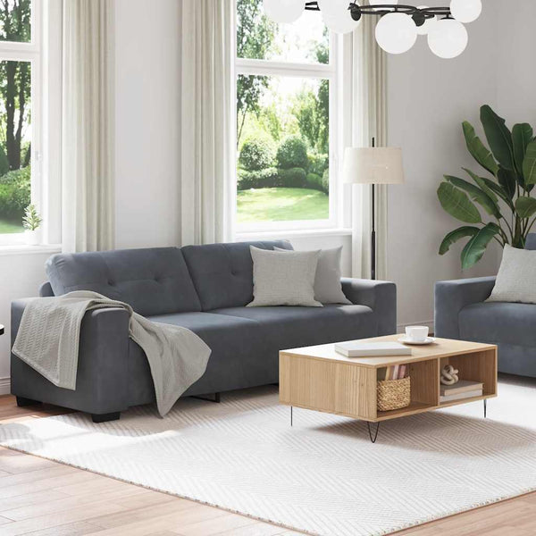 vidaXL 2-Piece Sofa Set with Cushions, Dark Grey Velvet