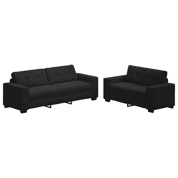 vidaXL 2-Piece Sofa Set with Cushions, Black Velvet