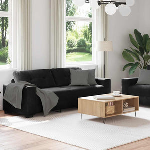 vidaXL 2-Piece Sofa Set with Cushions, Black Velvet