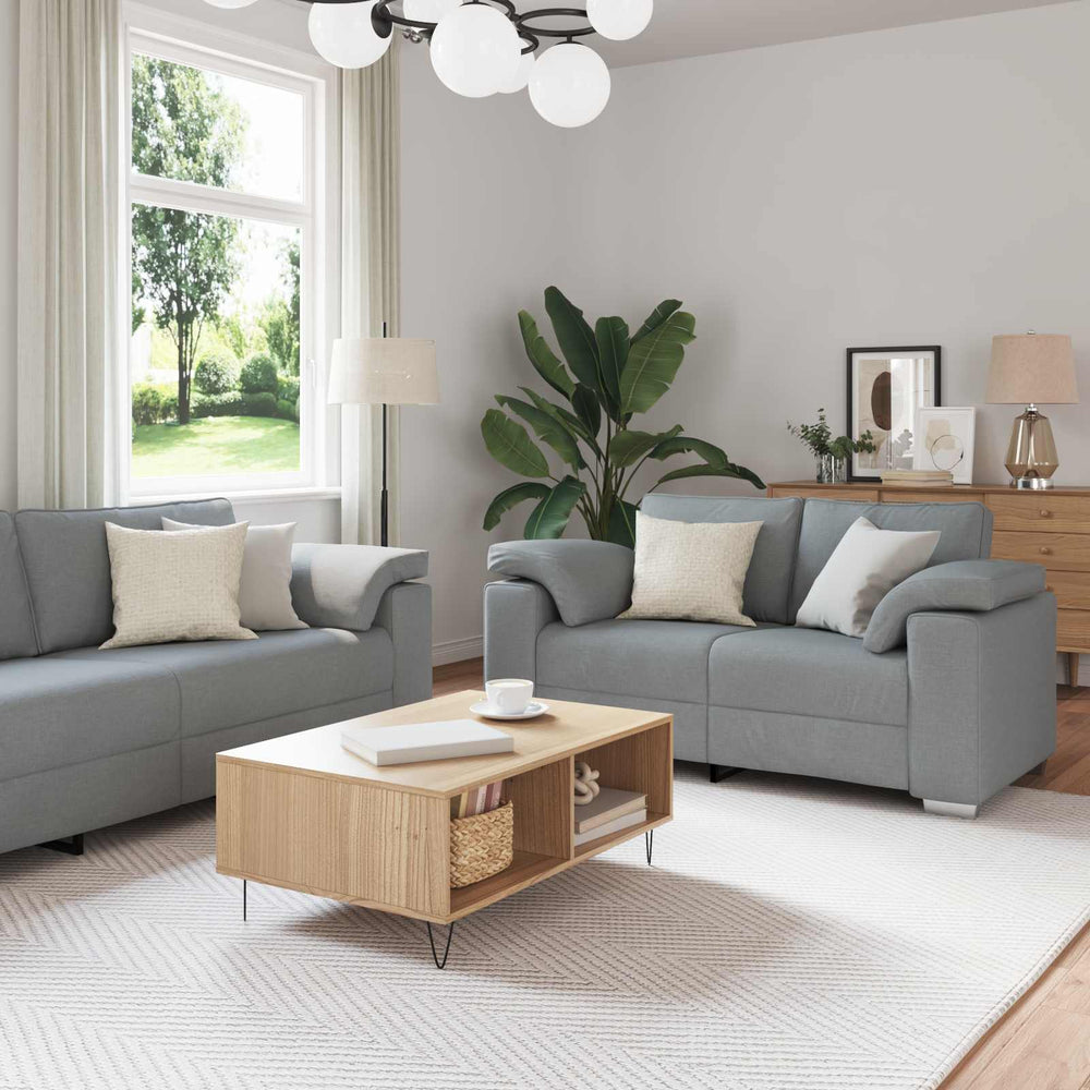 vidaXL 2-Seater Sofa Light Gray 219 x 80 x 82 cm Fabric