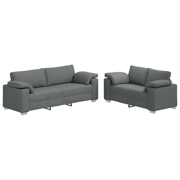 vidaXL Sofa 2 pcs Dark Gray 219 x 80 x 82 cm Fabric