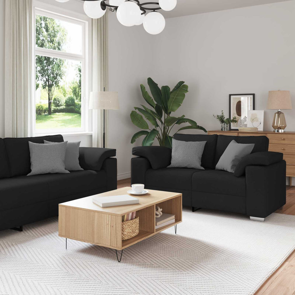 vidaXL 2-piece Sofa Black 219 x 80 x 82 cm Fabric