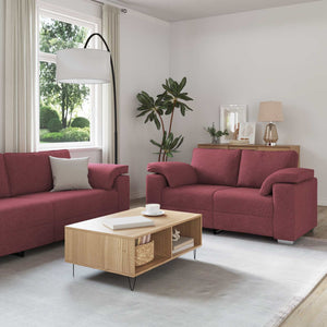 vidaXL Sofa 2 pcs Wine Red 219 x 80 x 82 cm Fabric