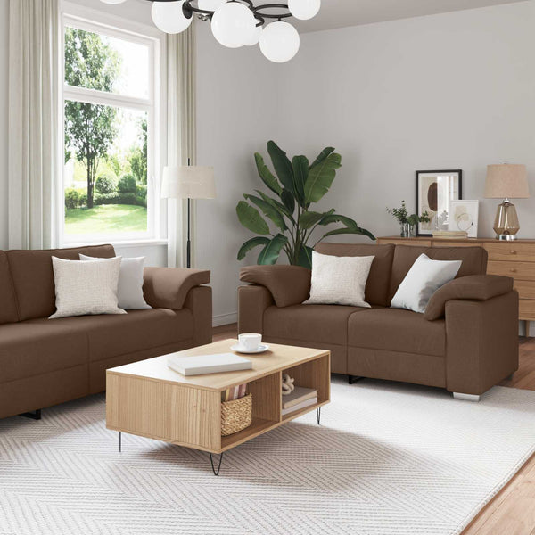 vidaXL Sofa 2 pcs Brown 219 x 80 x 82 cm Fabric