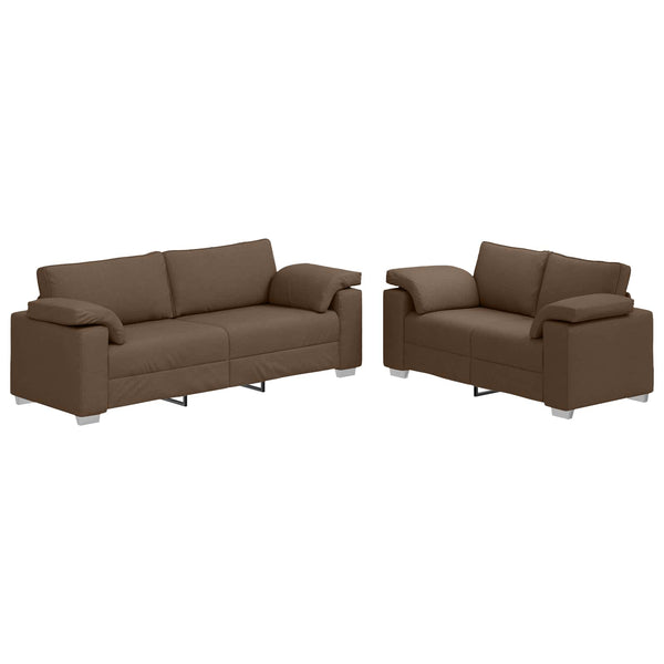 vidaXL Sofa 2 pcs Brown 219 x 80 x 82 cm Fabric