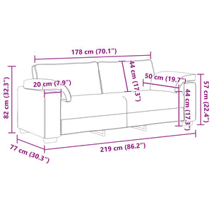 vidaXL Sofa 2 pcs Brown 219 x 80 x 82 cm Fabric