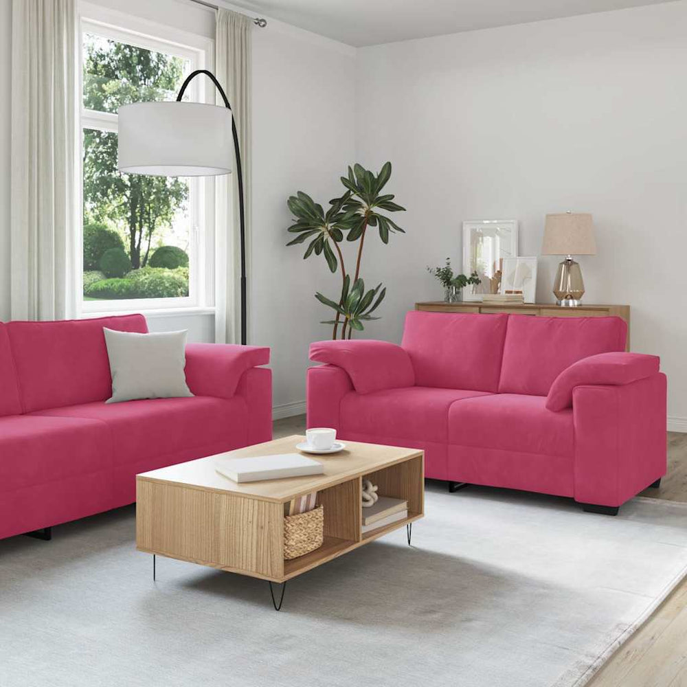 2-teiliges Samt Sofa-Set Weinrot