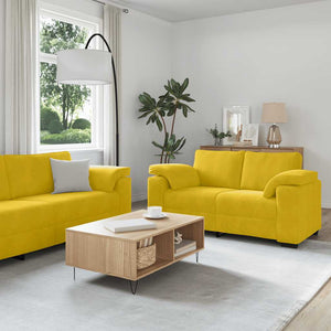 2-teiliges gelbes Samt Sofa-Set