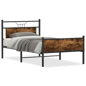 vidaXL Bed Frame Without Mattress Smoked Oak 100x190 cm Engineered Wood
