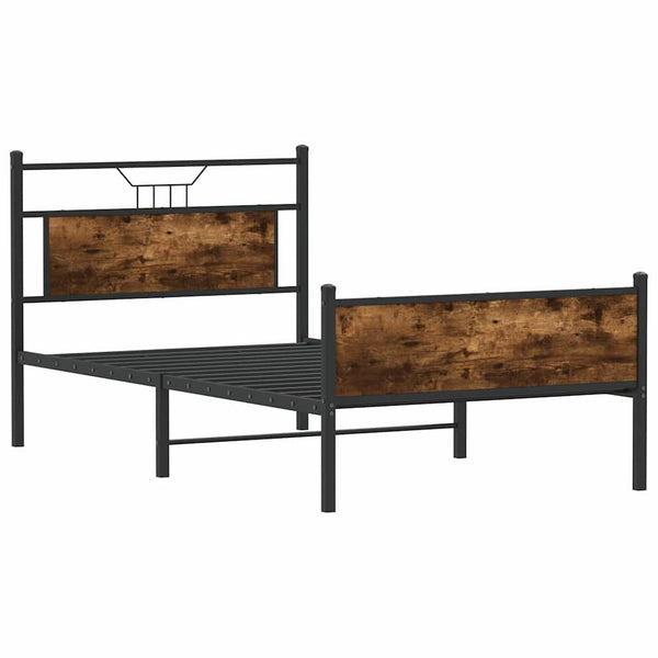 vidaXL Bed Frame Without Mattress Smoked Oak 100x190 cm Engineered Wood