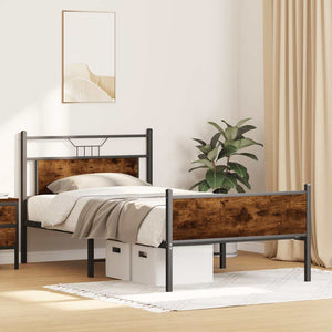 vidaXL Bed Frame Without Mattress Smoked Oak 100x190 cm Engineered Wood