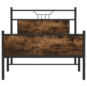 vidaXL Bed Frame Without Mattress Smoked Oak 100x190 cm Engineered Wood