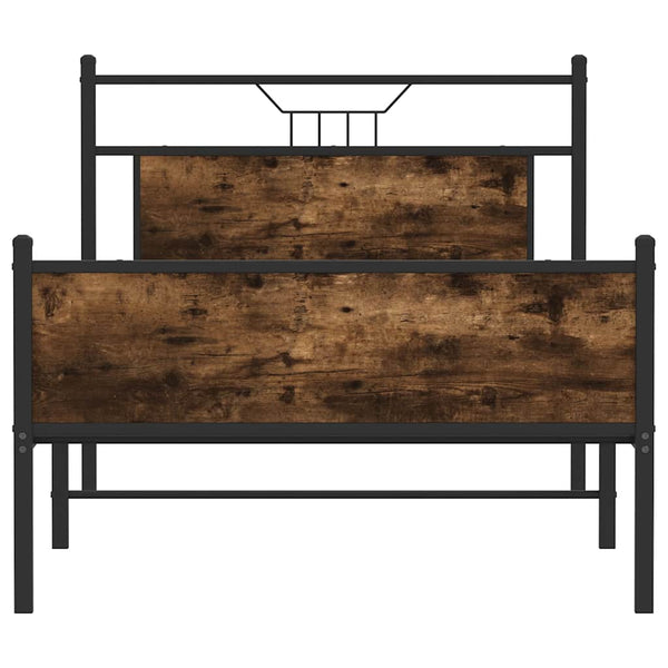 vidaXL Bed Frame Without Mattress Smoked Oak 100x190 cm Engineered Wood