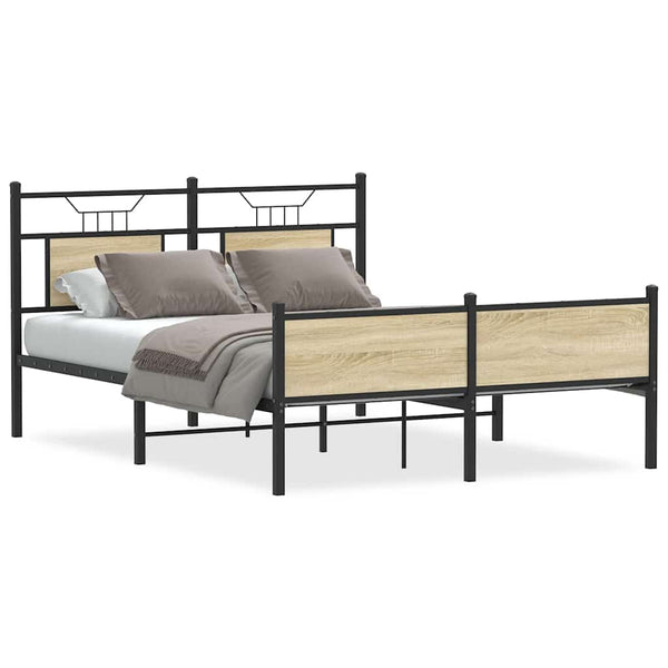 vidaXL Bed Frame without Mattress Sonoma Oak 150x200 cm Engineered Wood