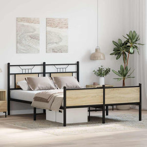 vidaXL Bed Frame without Mattress Sonoma Oak 150x200 cm Engineered Wood
