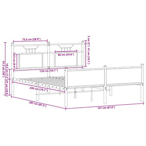vidaXL Bed Frame without Mattress Sonoma Oak 150x200 cm Engineered Wood
