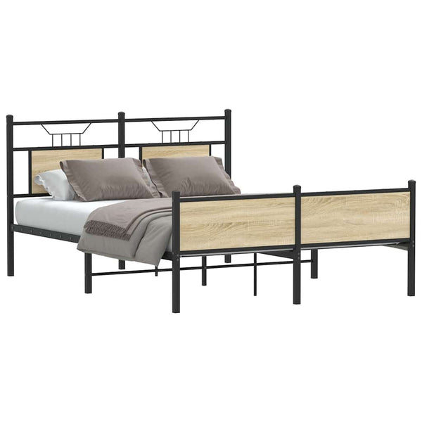 vidaXL Bed Frame without Mattress Sonoma Oak 150x200 cm Engineered Wood