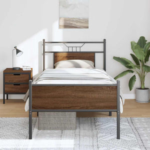 vidaXL Bed Frame without Mattress Brown Oak 80x200 cm Engineered Wood