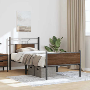 vidaXL Bed Frame without Mattress Brown Oak 80x200 cm Engineered Wood