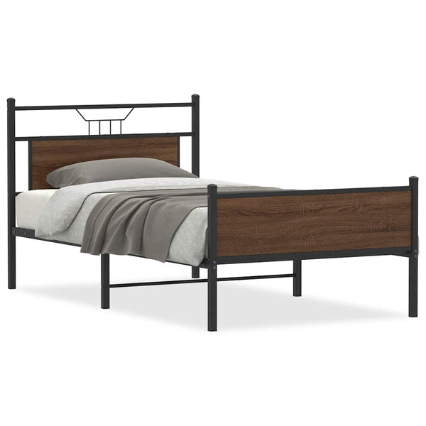 vidaXL Bed Frame No Mattress Brown Oak 100x190 cm Engineered Wood