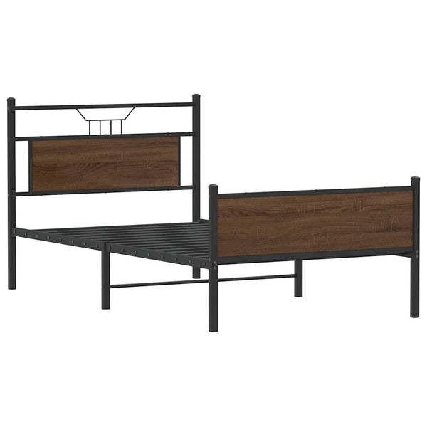 vidaXL Bed Frame No Mattress Brown Oak 100x190 cm Engineered Wood