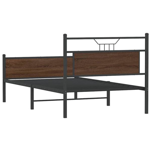 vidaXL Bed Frame No Mattress Brown Oak 100x190 cm Engineered Wood