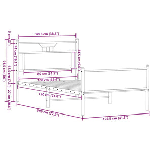 vidaXL Bed Frame No Mattress Brown Oak 100x190 cm Engineered Wood
