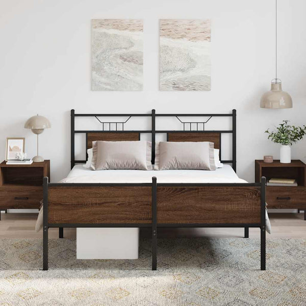 vidaXL Bed Frame without Mattress Brown Oak 137x190 cm Engineered Wood