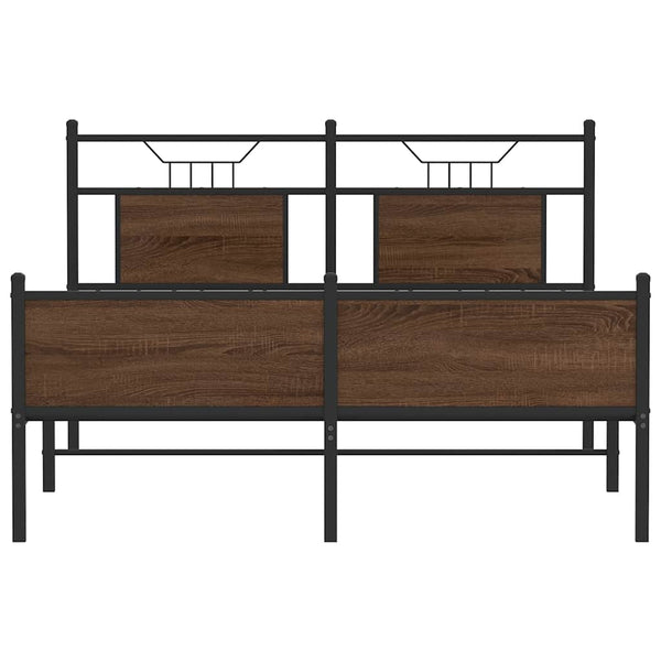 vidaXL Bed Frame without Mattress Brown Oak 137x190 cm Engineered Wood