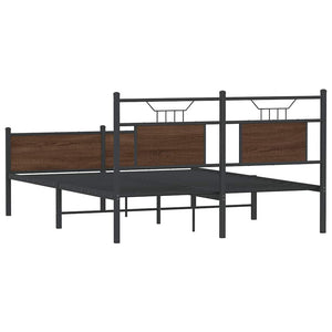 vidaXL Bed Frame without Mattress Brown Oak 137x190 cm Engineered Wood