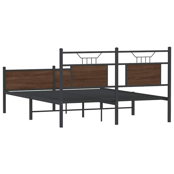 vidaXL Bed Frame without Mattress Brown Oak 137x190 cm Engineered Wood