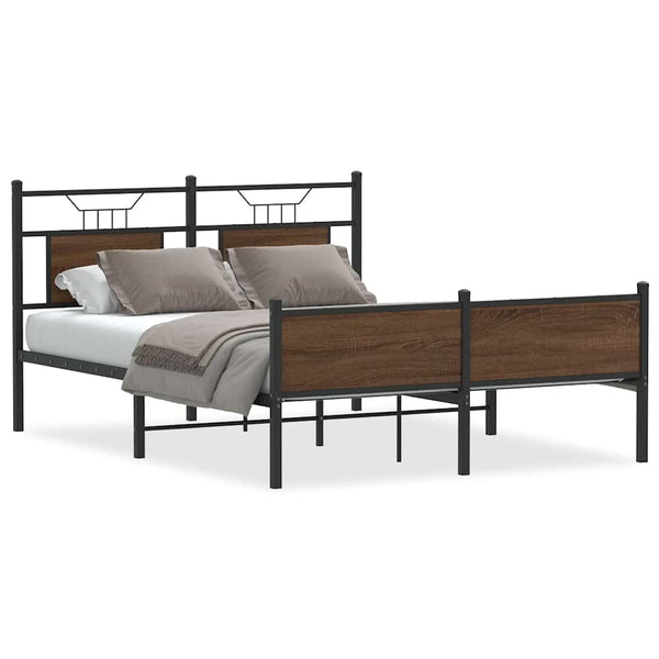 vidaXL Bed Frame without Mattress Brown Oak 140x190 cm Engineered Wood