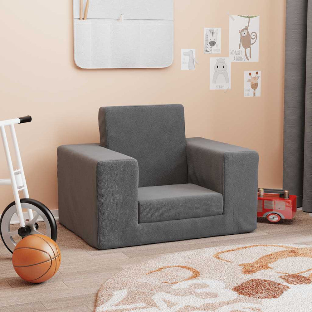 vidaXL Kids' Sofa Bed Anthracite Soft Plush