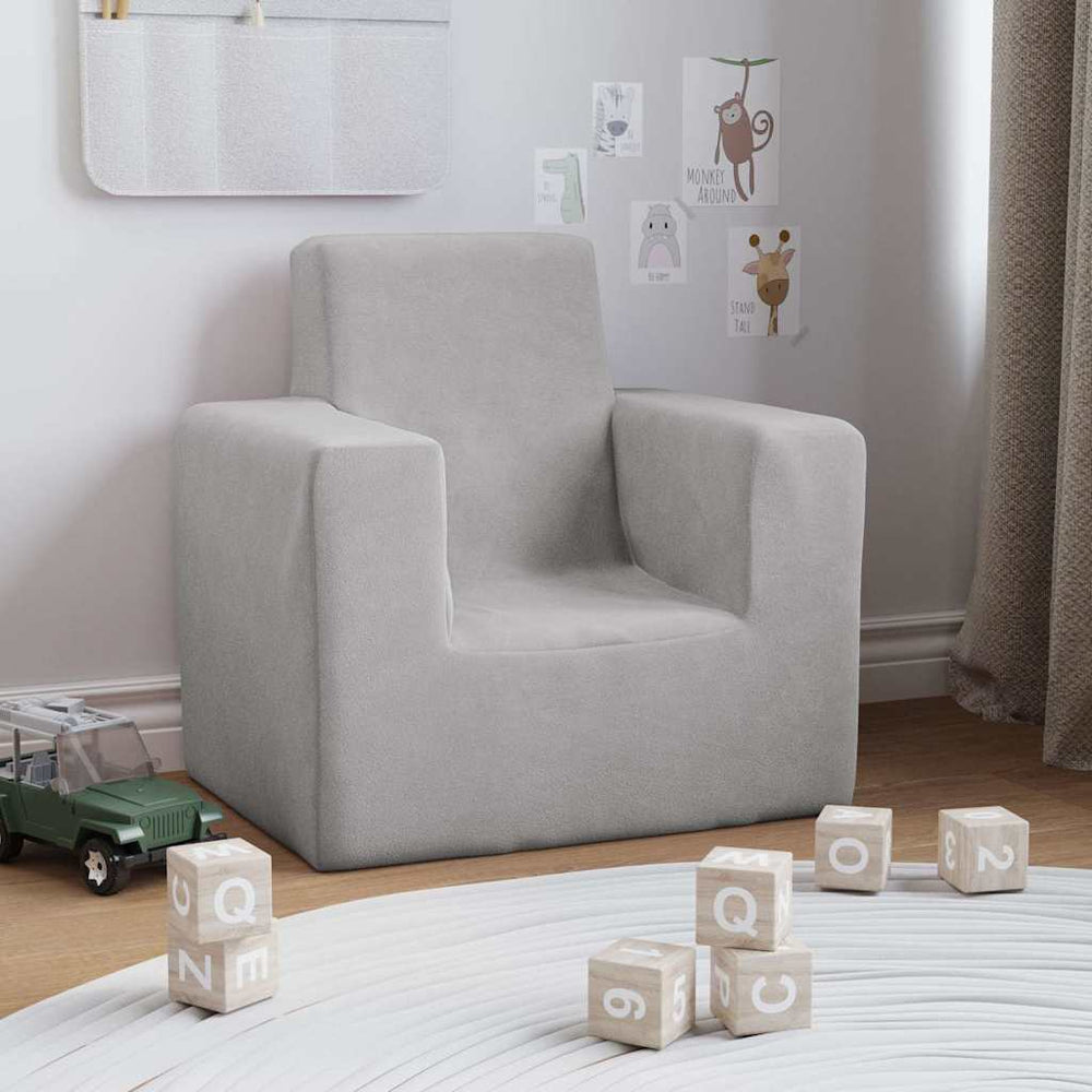 vidaXL Children's Sofa Light Grey Soft Plush