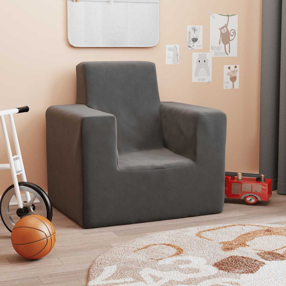 vidaXL Kids Sofa Anthracite Soft Plush