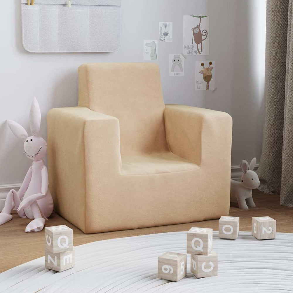 vidaXL Kids Sofa Cream Soft Plush