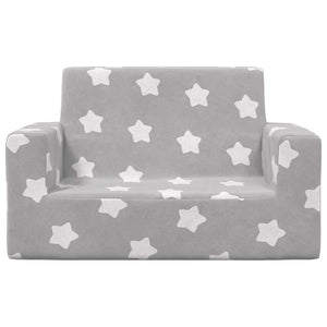 vidaXL Children's 2-Seater Sofa Light Grey with Stars Soft Plush