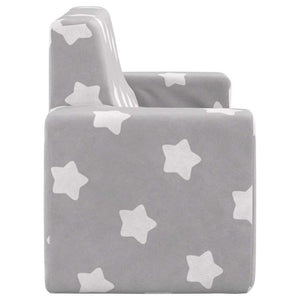 vidaXL Children's 2-Seater Sofa Light Grey with Stars Soft Plush