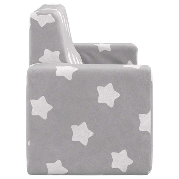 vidaXL Children's 2-Seater Sofa Light Grey with Stars Soft Plush