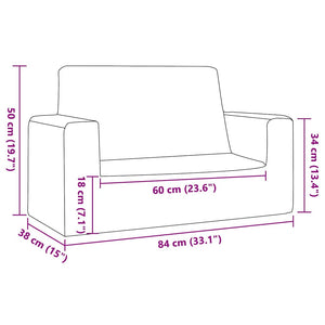 vidaXL Children's 2-Seater Sofa Light Grey with Stars Soft Plush