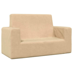 vidaXL Kids' 2-Seater Sofa Cream Soft Plush