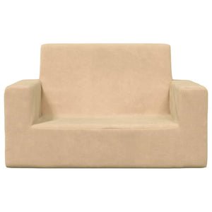 vidaXL Kids' 2-Seater Sofa Cream Soft Plush