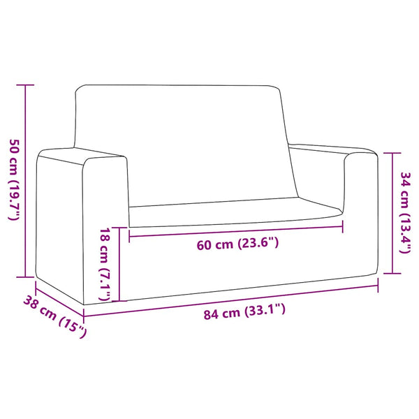 vidaXL Kids' 2-Seater Sofa Cream Soft Plush