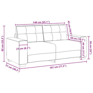 vidaXL Two-Seater Sofa Light Grey 180x77x82 cm Fabric