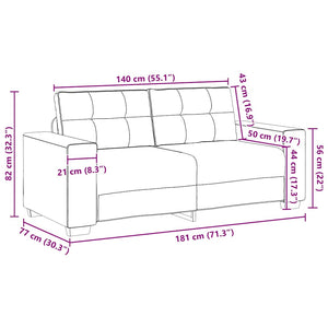 vidaXL Two-Seater Sofa Dark Grey 180x77x82 cm Fabric