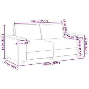 2-Sitzer Sofa Braun Stoff 180 cm