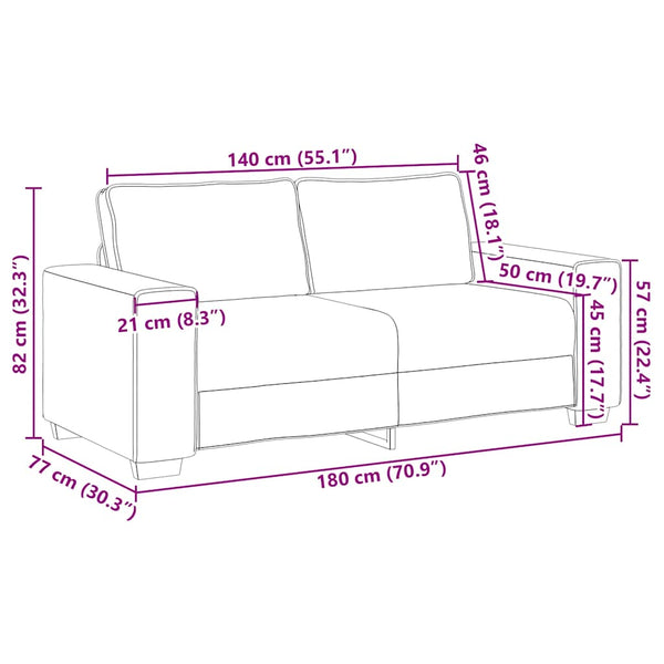 2-Sitzer Sofa Braun Stoff 180 cm